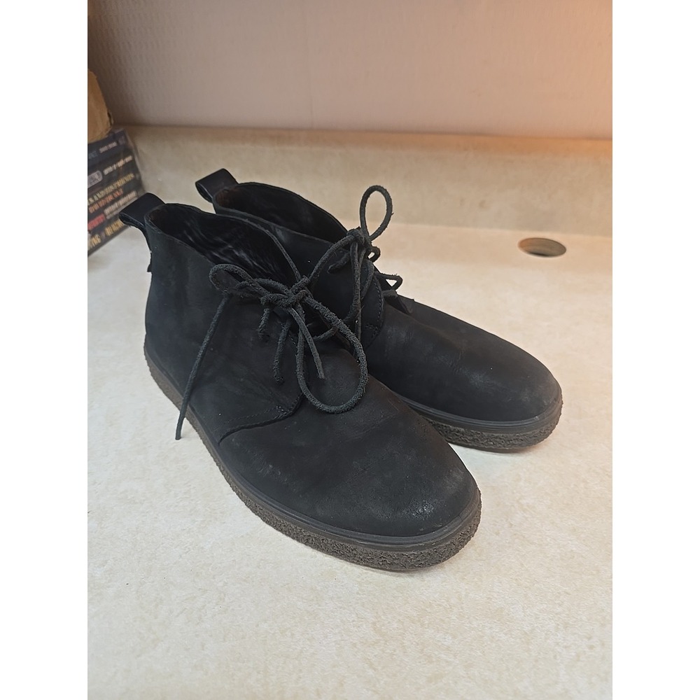 ECCO Men's Black Nubuck Chukka Boots 41 EU 10 US Crepetray Lace Up Ankle Shoes
